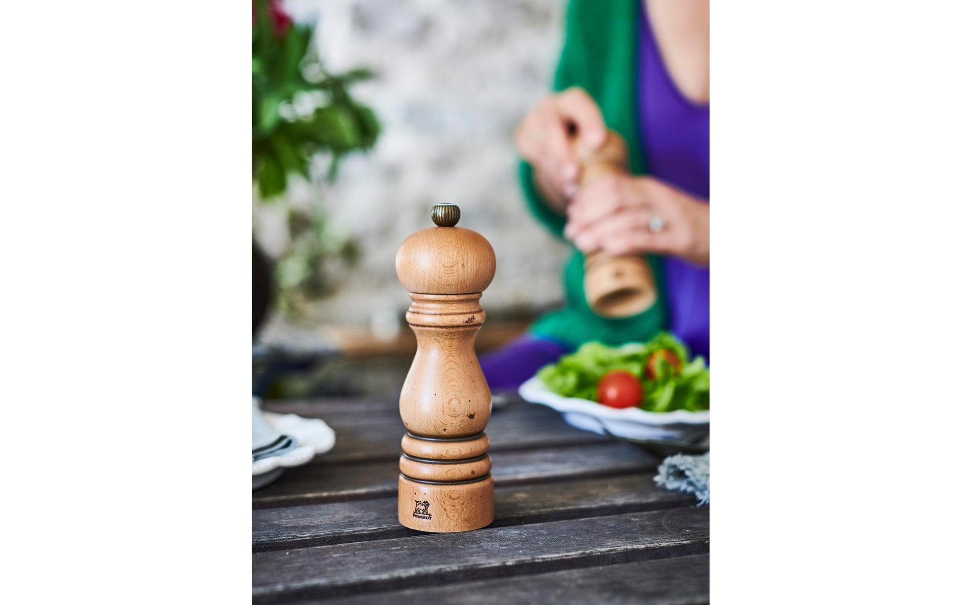Peugeot Paris – Salz-/Pfeffermühle 18 cm, Buchenholz/Edelstahl, Braun