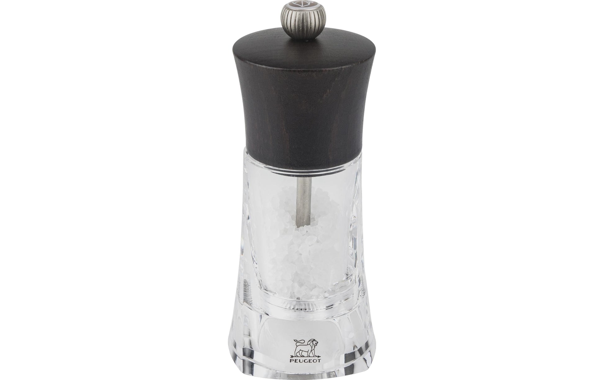Peugeot Oleron – Salz-/Pfeffermühle 14 cm, Acryl/Buchenholz, Schokolade/Transparent