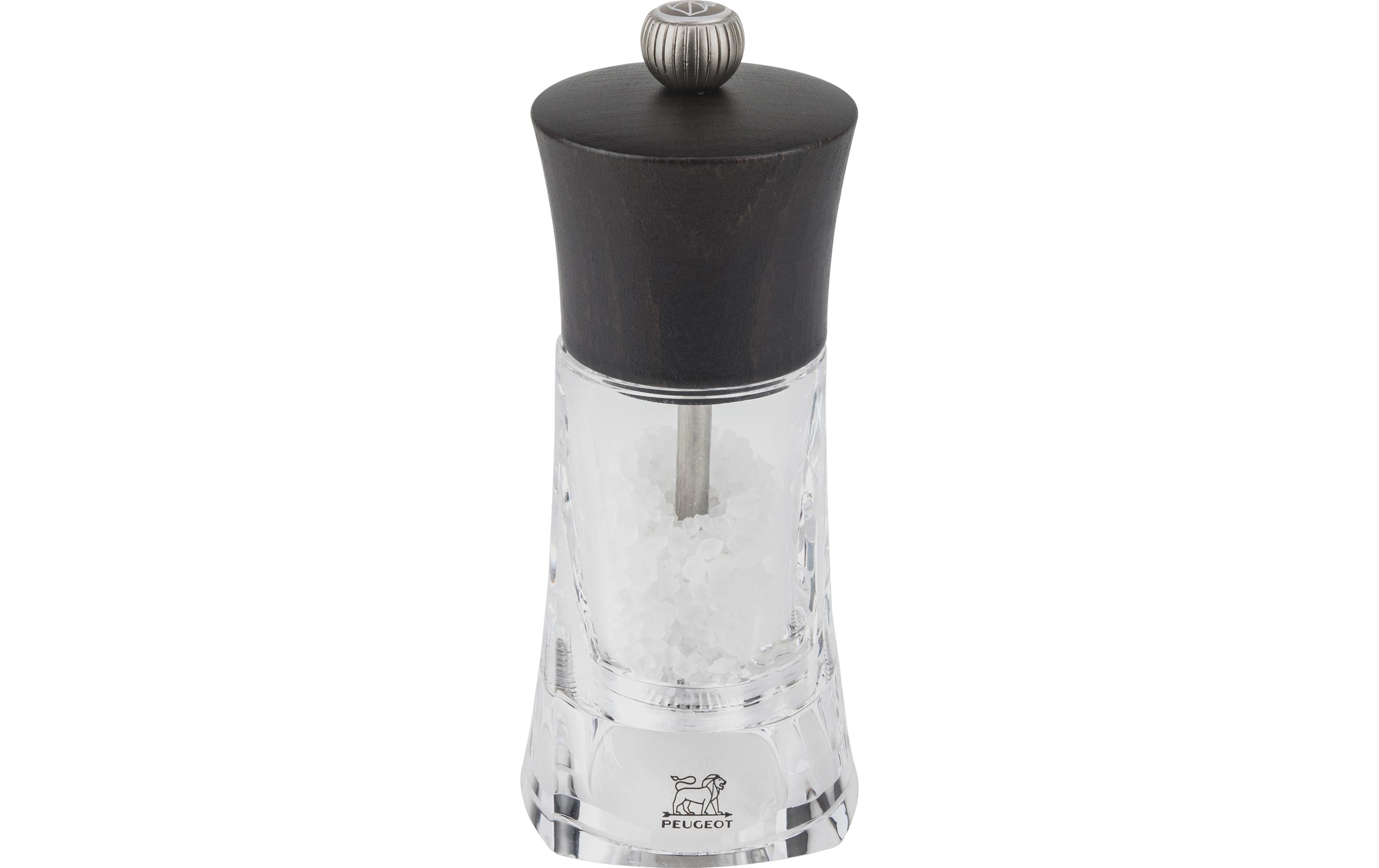 Peugeot Oleron – Salz-/Pfeffermühle 14 cm, Acryl/Buchenholz, Schokolade/Transparent