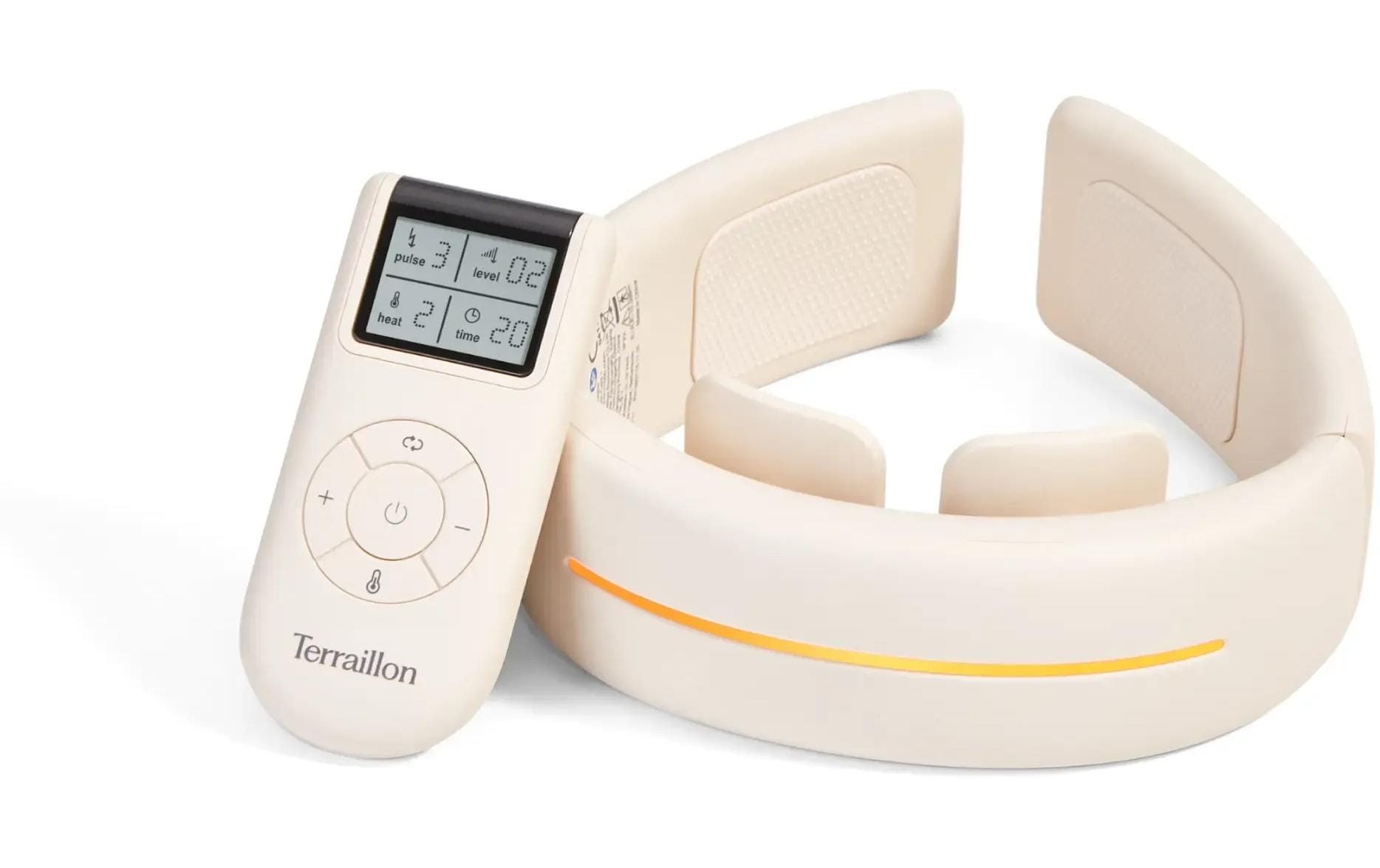 Terraillon Elektrisches Massagegerät Neck Care+ – EMS, mit Wärmefunktion – 17,1 cm – Weiss