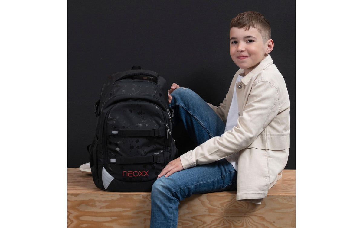 NEOXX Schulrucksack Active Pro – 26 l, wasserabweisend, Polyester – schwarz, 310 × 455 × 240 mm