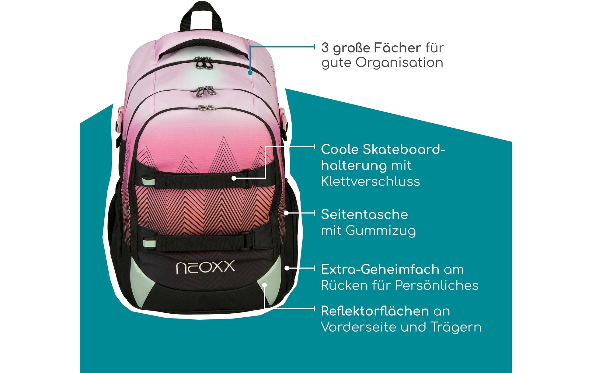 Neoxx Schulrucksack, Logo Rosa, 26 l, 31×45,5×24 cm