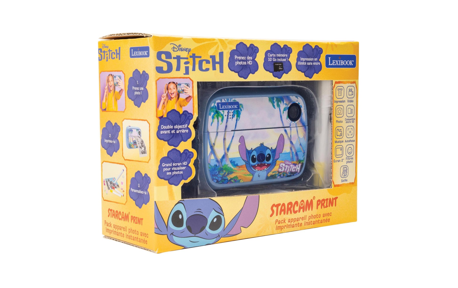 Lexibook DISNEY Stitch StarCAM Sofortdrucker – Kompaktkamera, 1,3 MP, SD/USB-C, blau