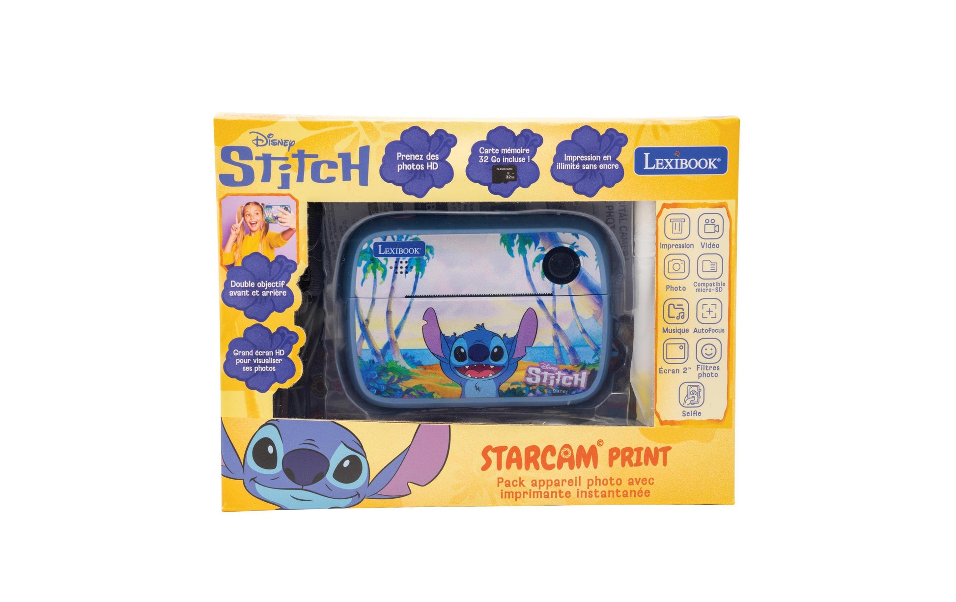 Lexibook DISNEY Stitch StarCAM Sofortdrucker – Kompaktkamera, 1,3 MP, SD/USB-C, blau