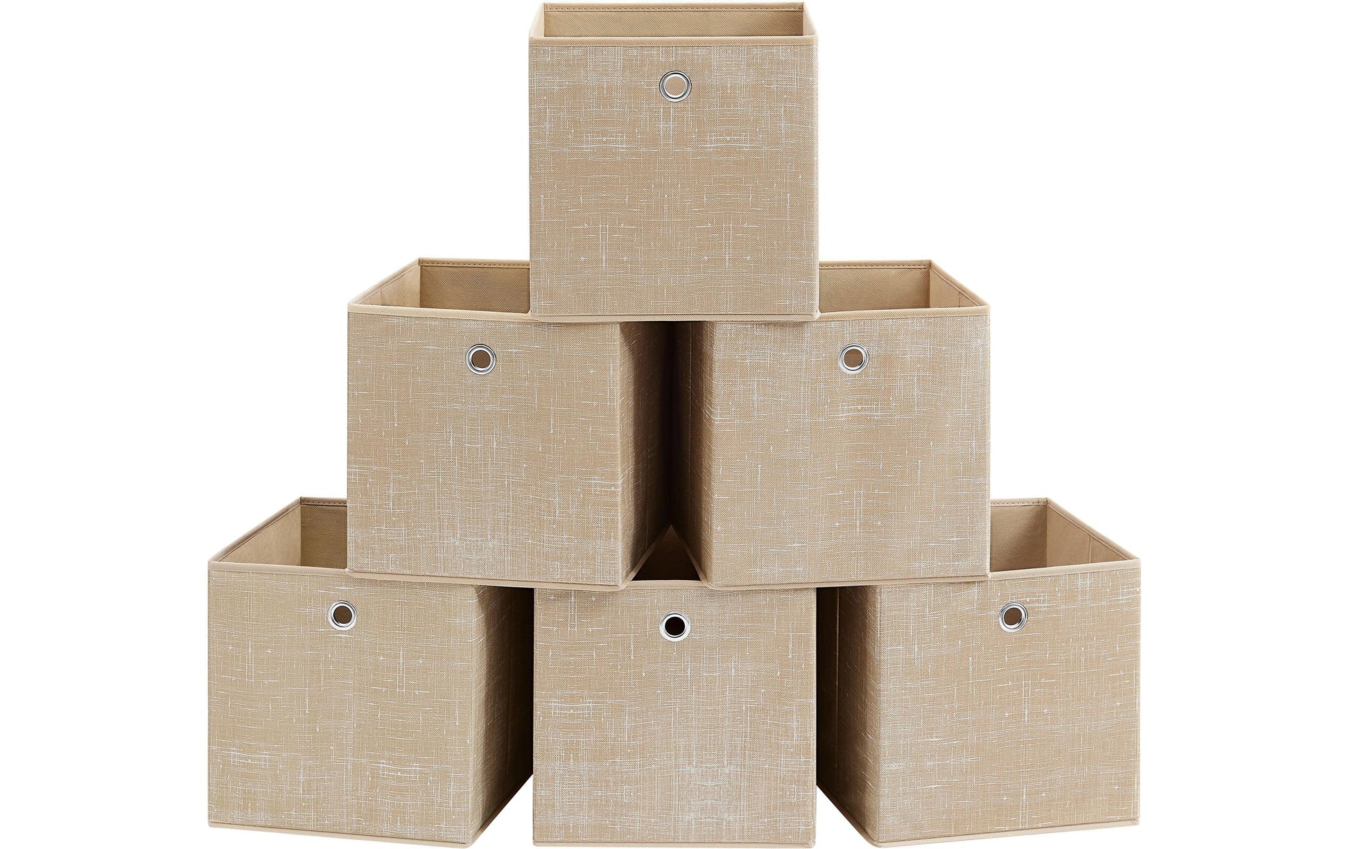 Songmics Aufbewahrungsbox – Textil – Beige – 300 × 300 × 300 mm – 6-teiliges Set