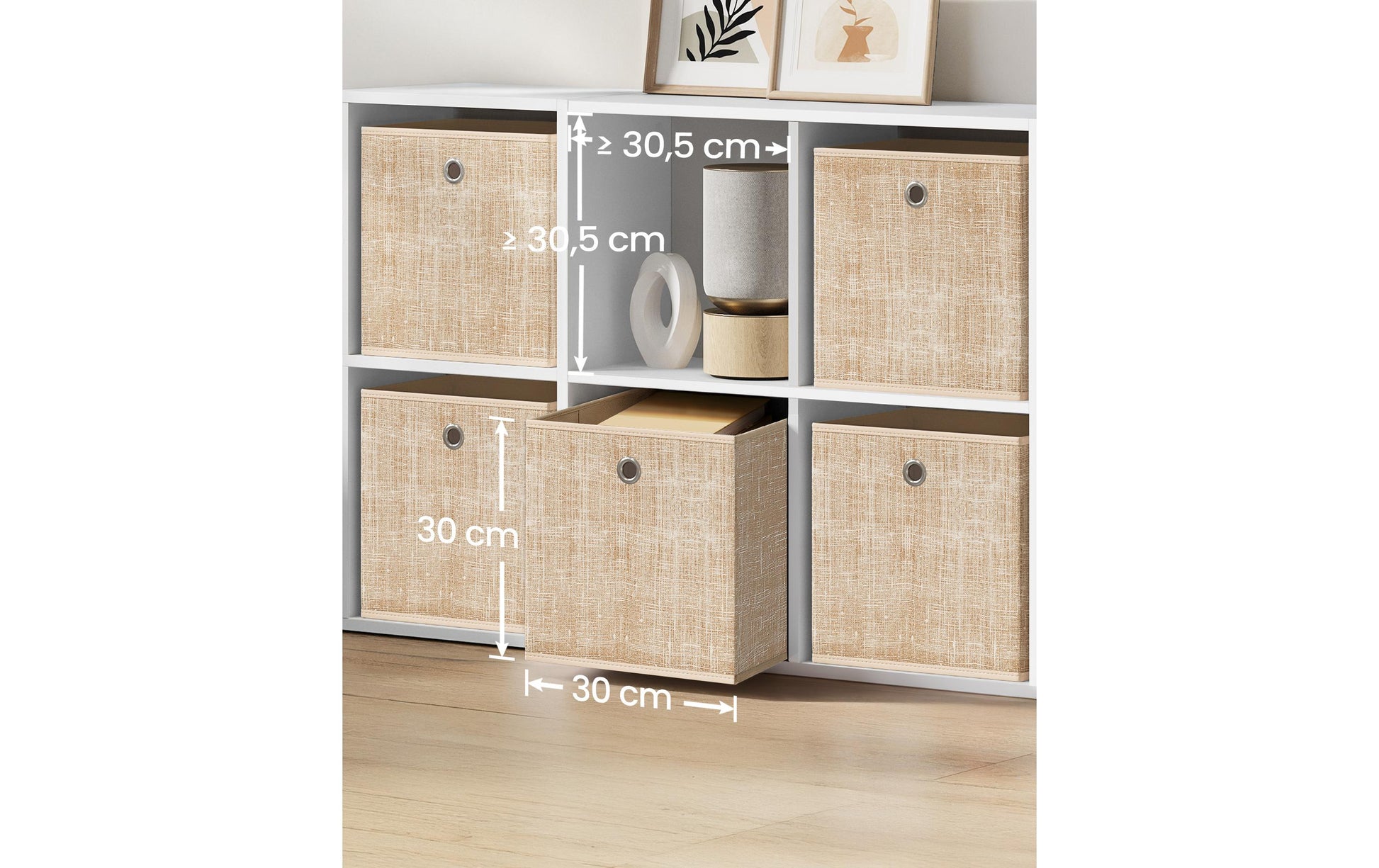 Songmics Aufbewahrungsbox – Textil – Beige – 300 × 300 × 300 mm – 6-teiliges Set