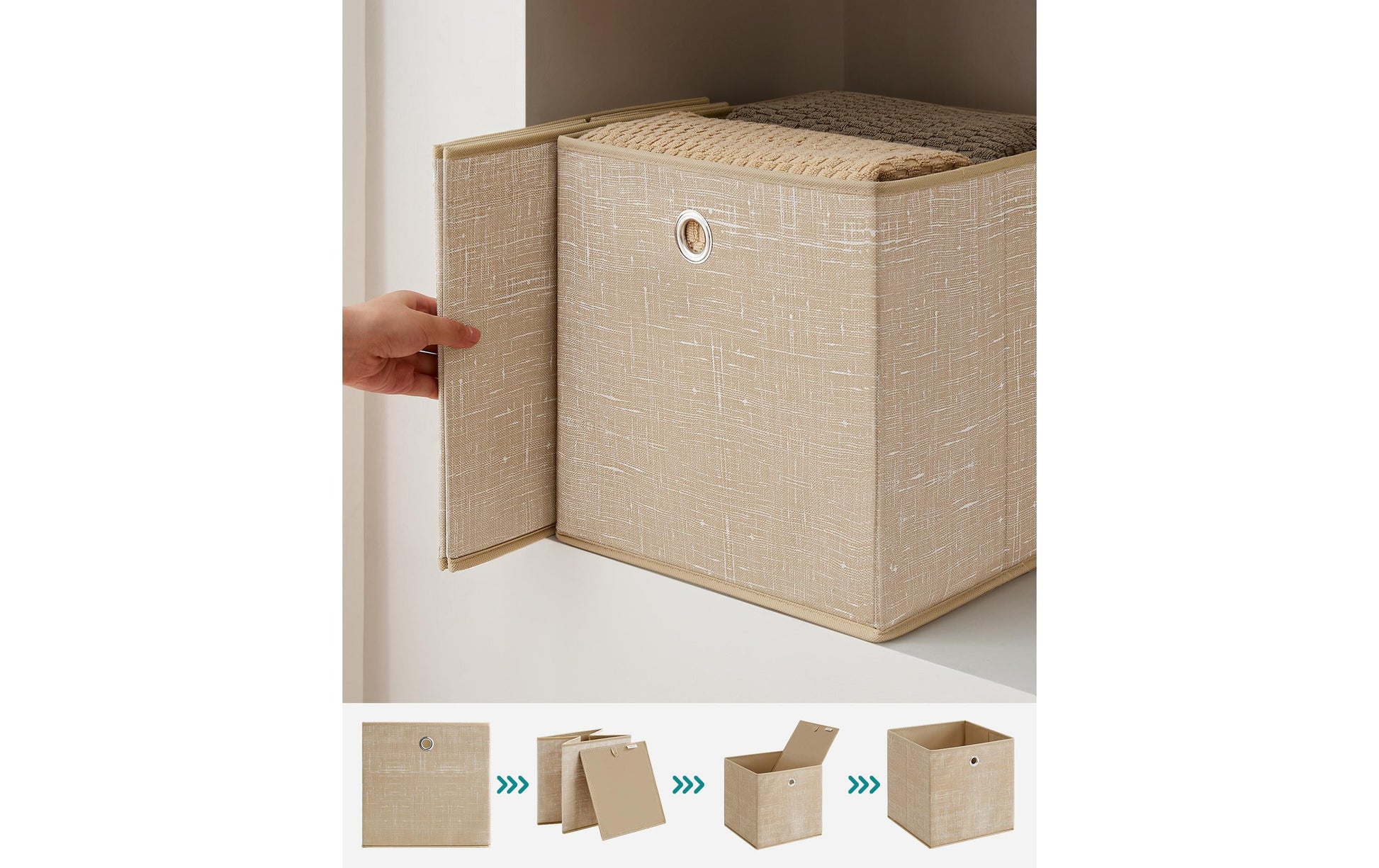 Songmics Aufbewahrungsbox – Textil – Beige – 300 × 300 × 300 mm – 6-teiliges Set