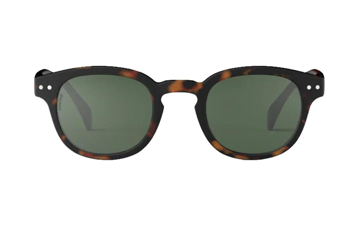 Izipizi Schutzbrille The Retro Square C – Grüne Gläser, 100 % UV-Schutz, Tortoise