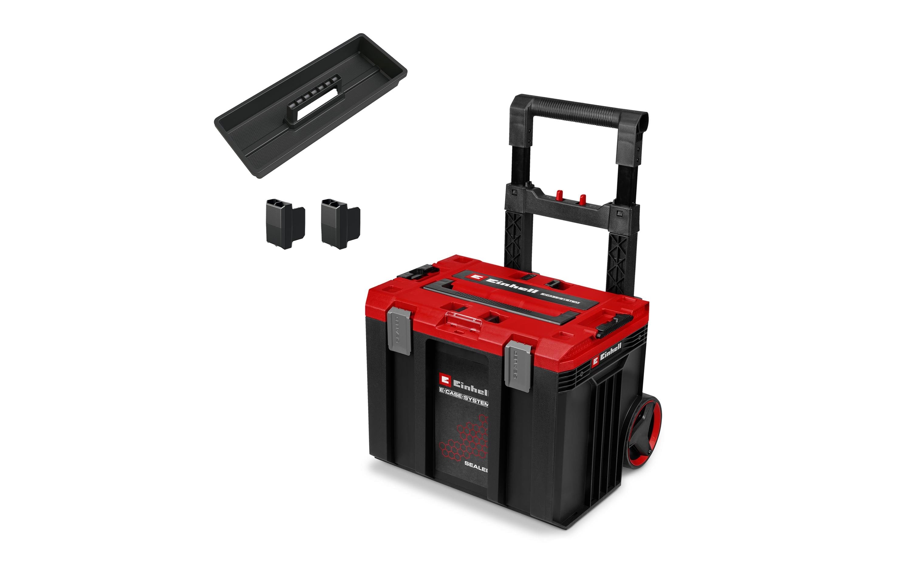 Einhell E-Case L Systemkoffer – leer, 2 Rollen, abschliessbar, B 403 × H 360 × T 444 mm, für Einhell E-Case