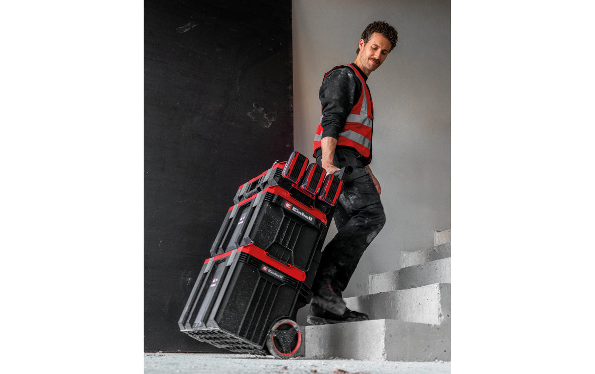 Einhell E-Case Akkuhalterung – leer, 3 Fächer, B 43 × H 300 × T 86 mm, für Einhell E-Case, Power X-Change
