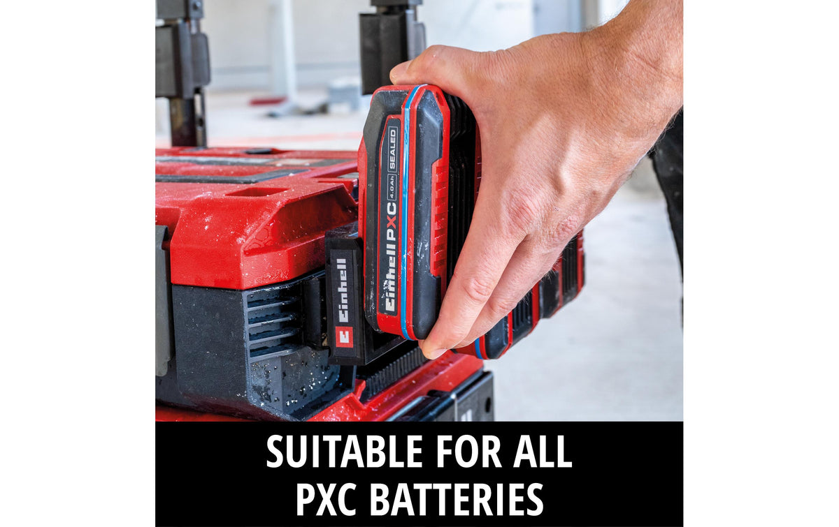 Einhell E-Case Akkuhalterung – leer, 3 Fächer, B 43 × H 300 × T 86 mm, für Einhell E-Case, Power X-Change