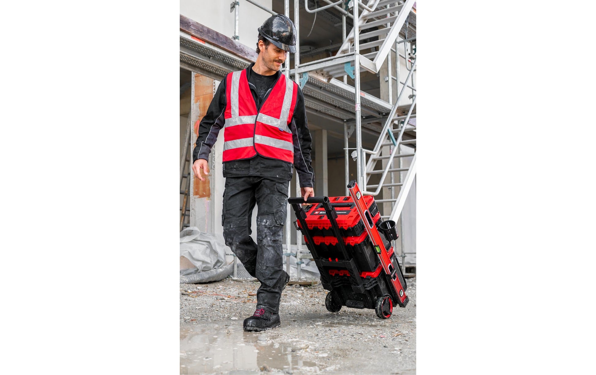 Einhell Halterung – leer, Klickverschluss, schwarz, B 88 × H 351 × T 78 mm, für Einhell E-Case System
