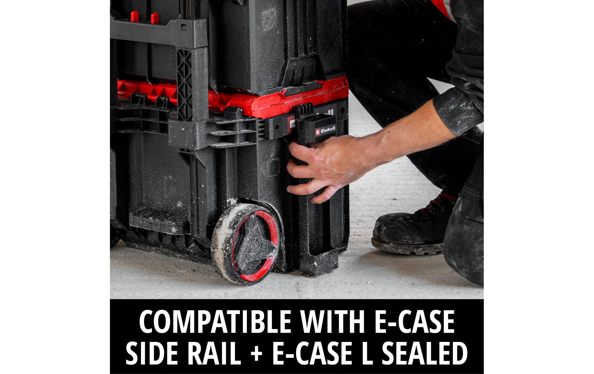 Einhell Halterung – leer, Klickverschluss, schwarz, B 88 × H 351 × T 78 mm, für Einhell E-Case System