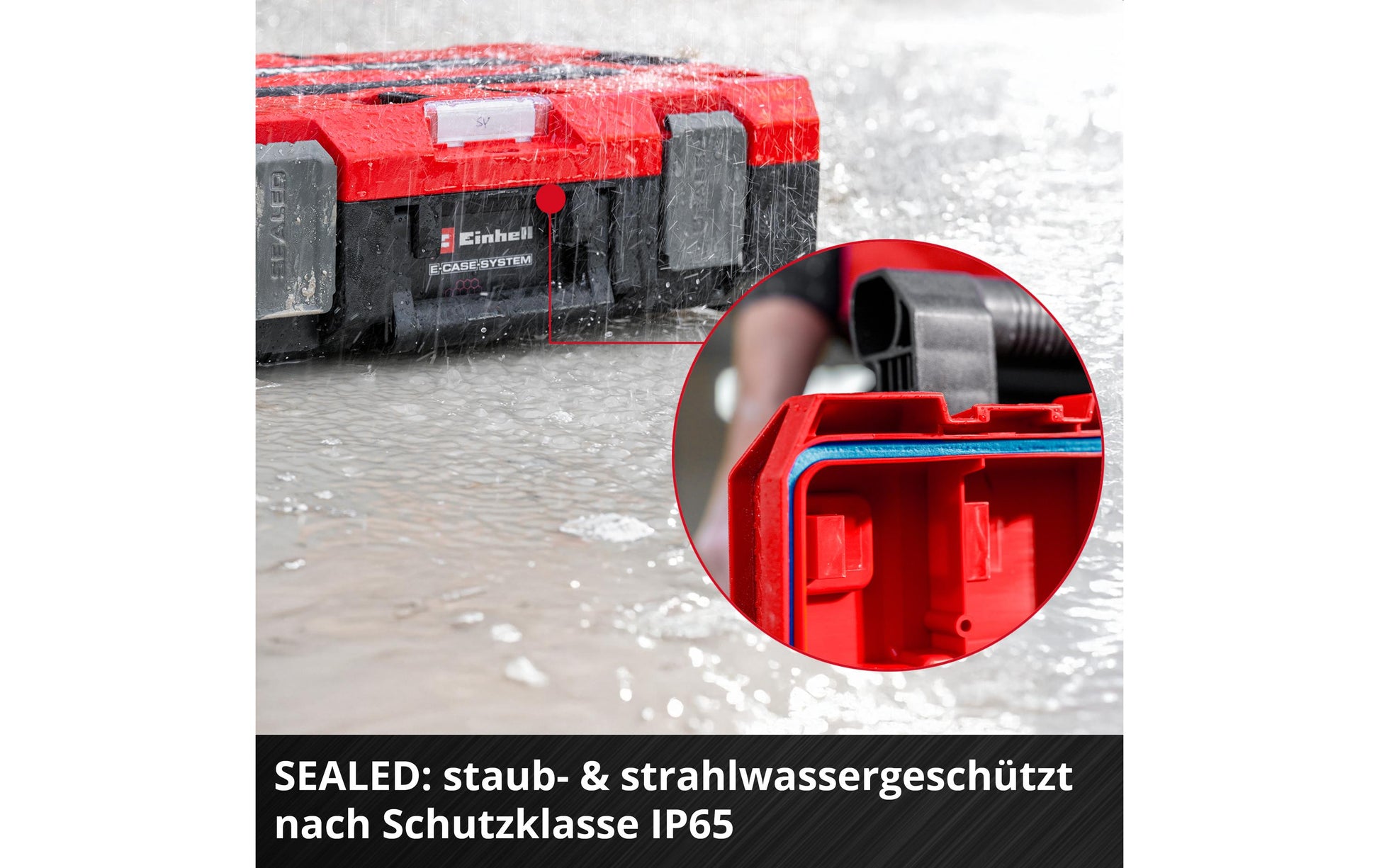 Einhell E-Case S-F Systemkoffer – leer, abschliessbar, B 330 × H 130 × T 444 mm, für Einhell E-Case-System