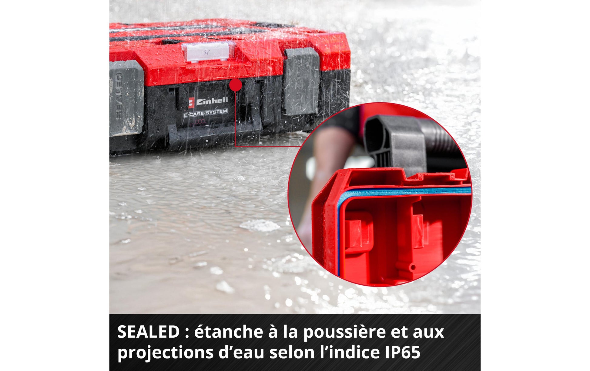 Einhell E-Case L Systemkoffer – leer, 2 Rollen, abschliessbar, B 403 × H 360 × T 444 mm, für Einhell E-Case