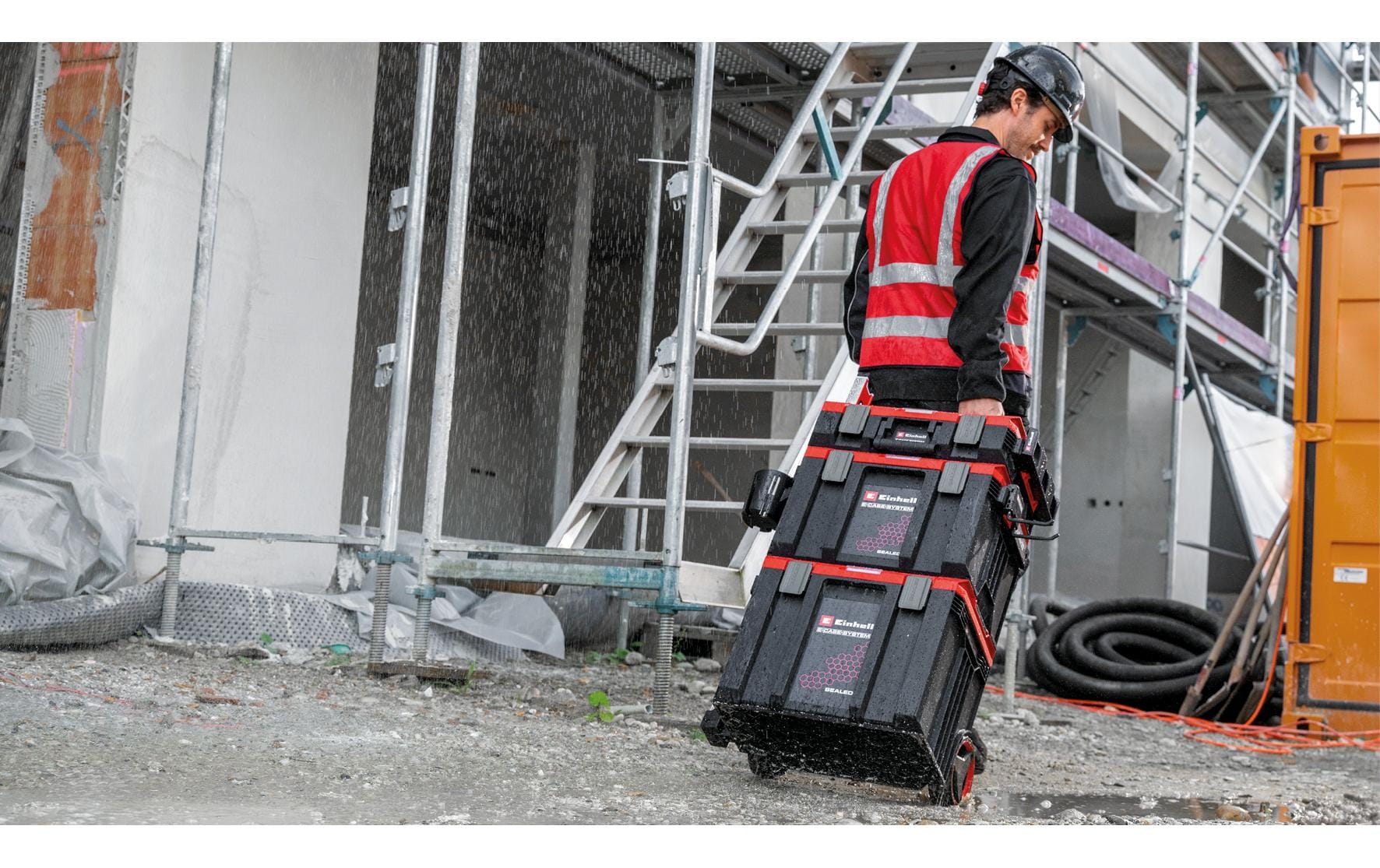 Einhell E-Case L Systemkoffer – leer, 2 Rollen, abschliessbar, B 403 × H 360 × T 444 mm, für Einhell E-Case