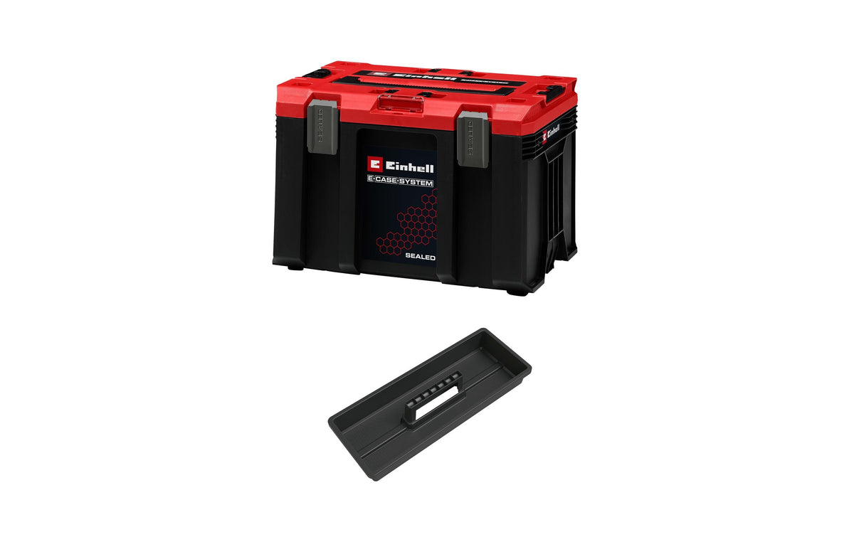 Einhell E-Case M SEALED Systemkoffer – leer, IP65, abschliessbar, B 330 × H 290 × T 444 mm, für E-Case-System