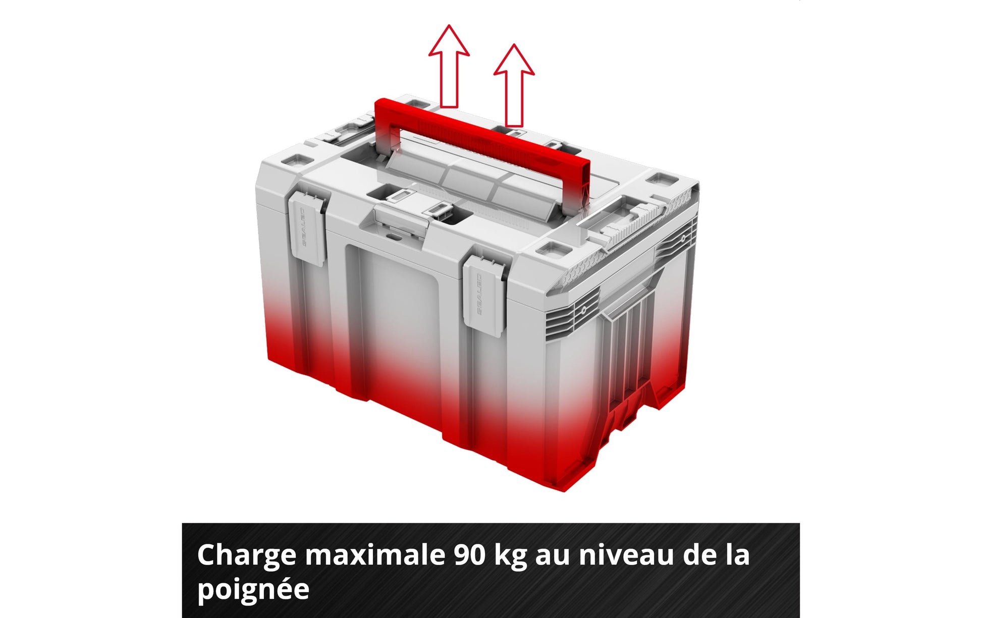 Einhell E-Case M SEALED Systemkoffer – leer, IP65, abschliessbar, B 330 × H 290 × T 444 mm, für E-Case-System