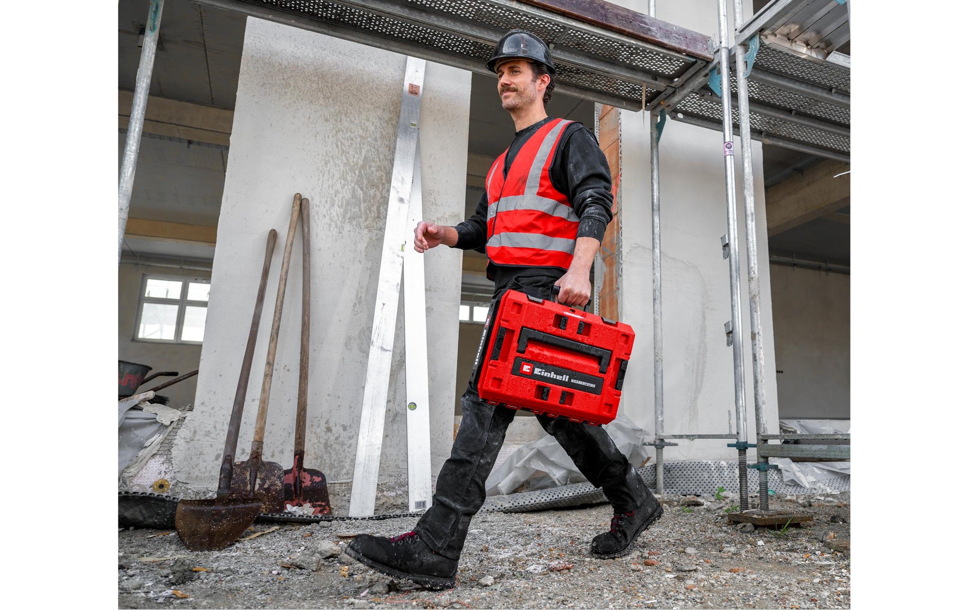 Einhell E-Case S-F Systemkoffer – leer, abschliessbar, B 330 × H 130 × T 444 mm, für Einhell E-Case-System