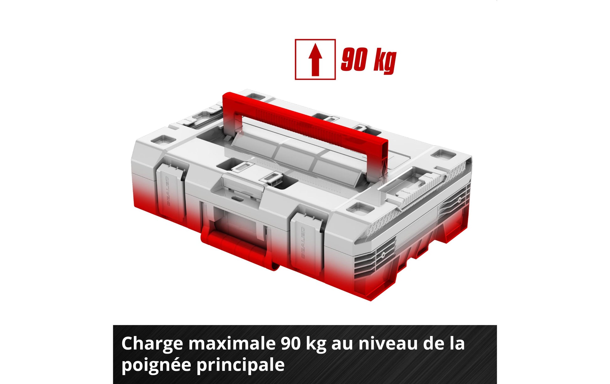Einhell E-Case S-F Systemkoffer – leer, abschliessbar, B 330 × H 130 × T 444 mm, für Einhell E-Case-System