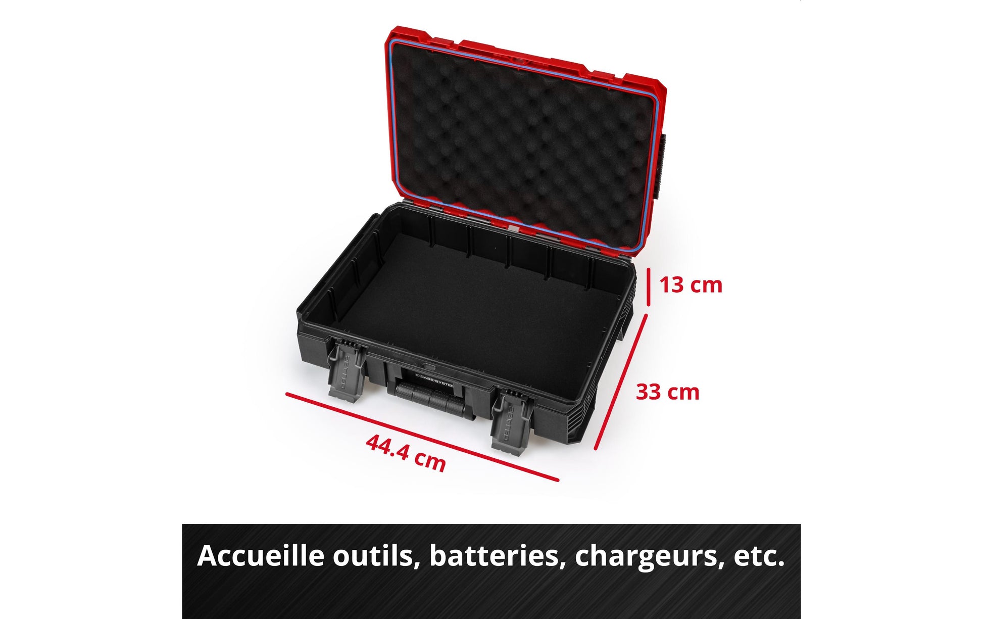 Einhell E-Case S-F Systemkoffer – leer, abschliessbar, B 330 × H 130 × T 444 mm, für Einhell E-Case-System