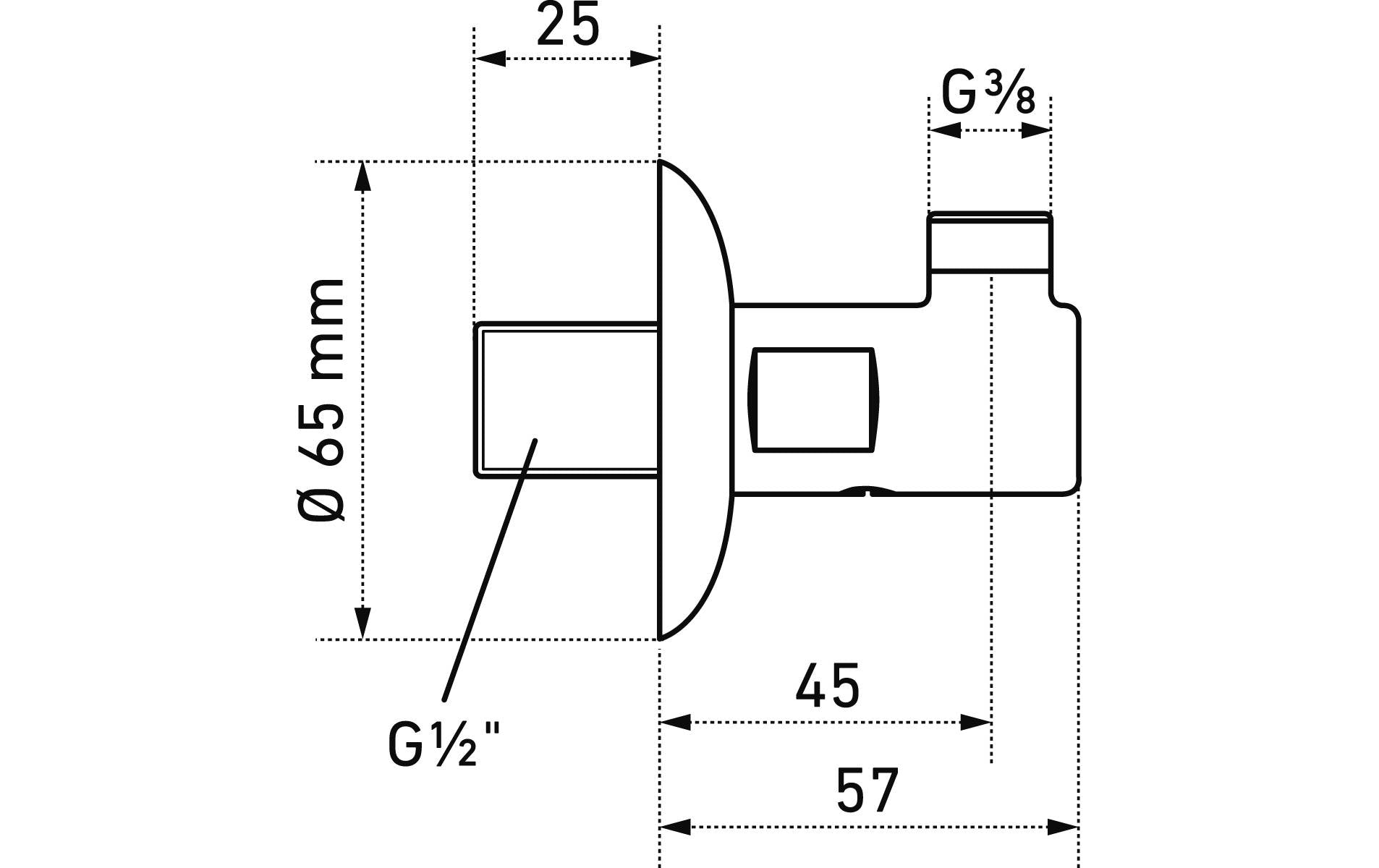 Laufen Eck-Regulierventil – 1/2" Anschlüsse, Messing verchromt, 140 mm, für Küche, Lavabo