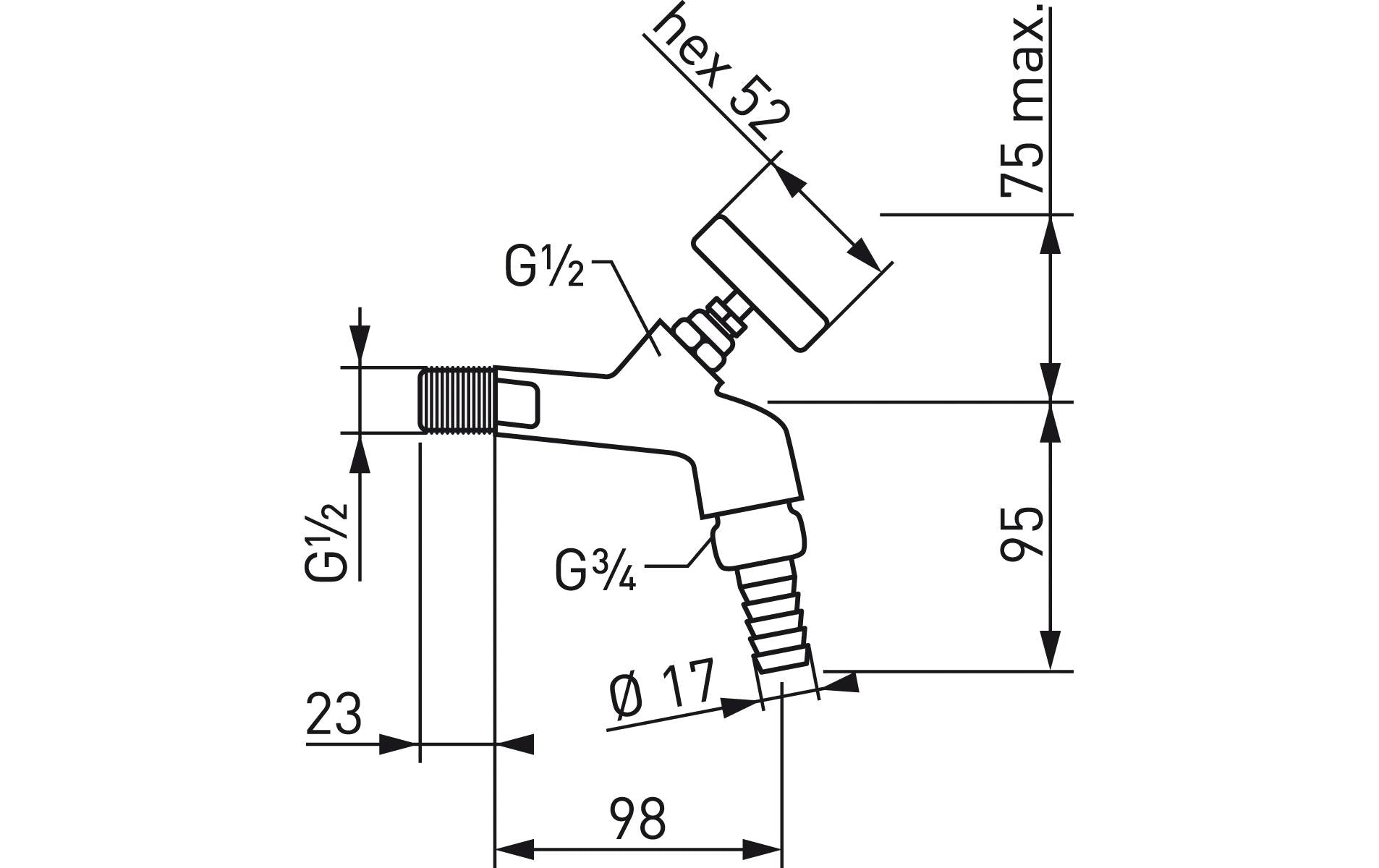 Laufen SIGASIX Gartenventil – Anschluss 1/2" × 1/2", Messing verchromt, Grün