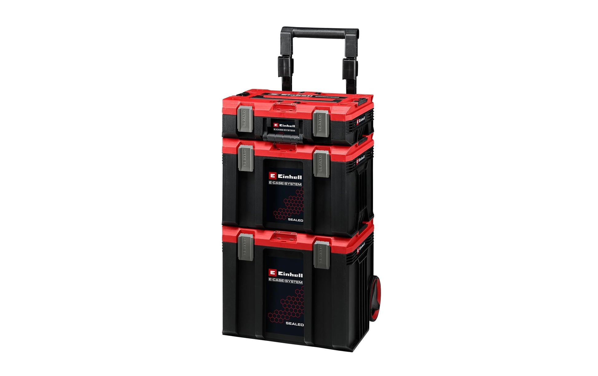 Einhell E-Case Rolling Workshop SEALED Systemkoffer – 3-teilig, mit 2 Rollen, für Einhell E-Case System