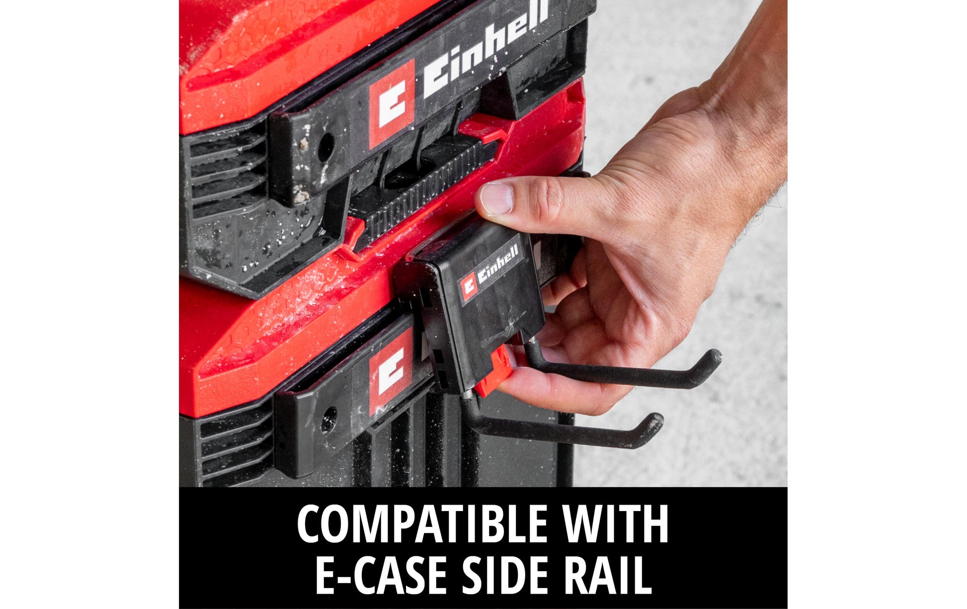 Einhell Haken – 1-teilig, mit Klickverschluss, schwarz, PVC/Stahl, für Einhell E-Case