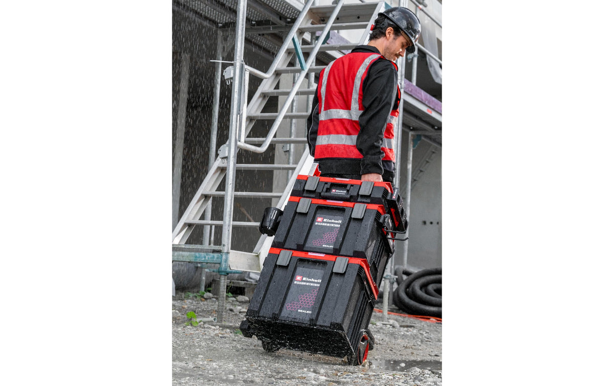 Einhell E-Case Rolling Workshop SEALED Systemkoffer – 3-teilig, mit 2 Rollen, für Einhell E-Case System