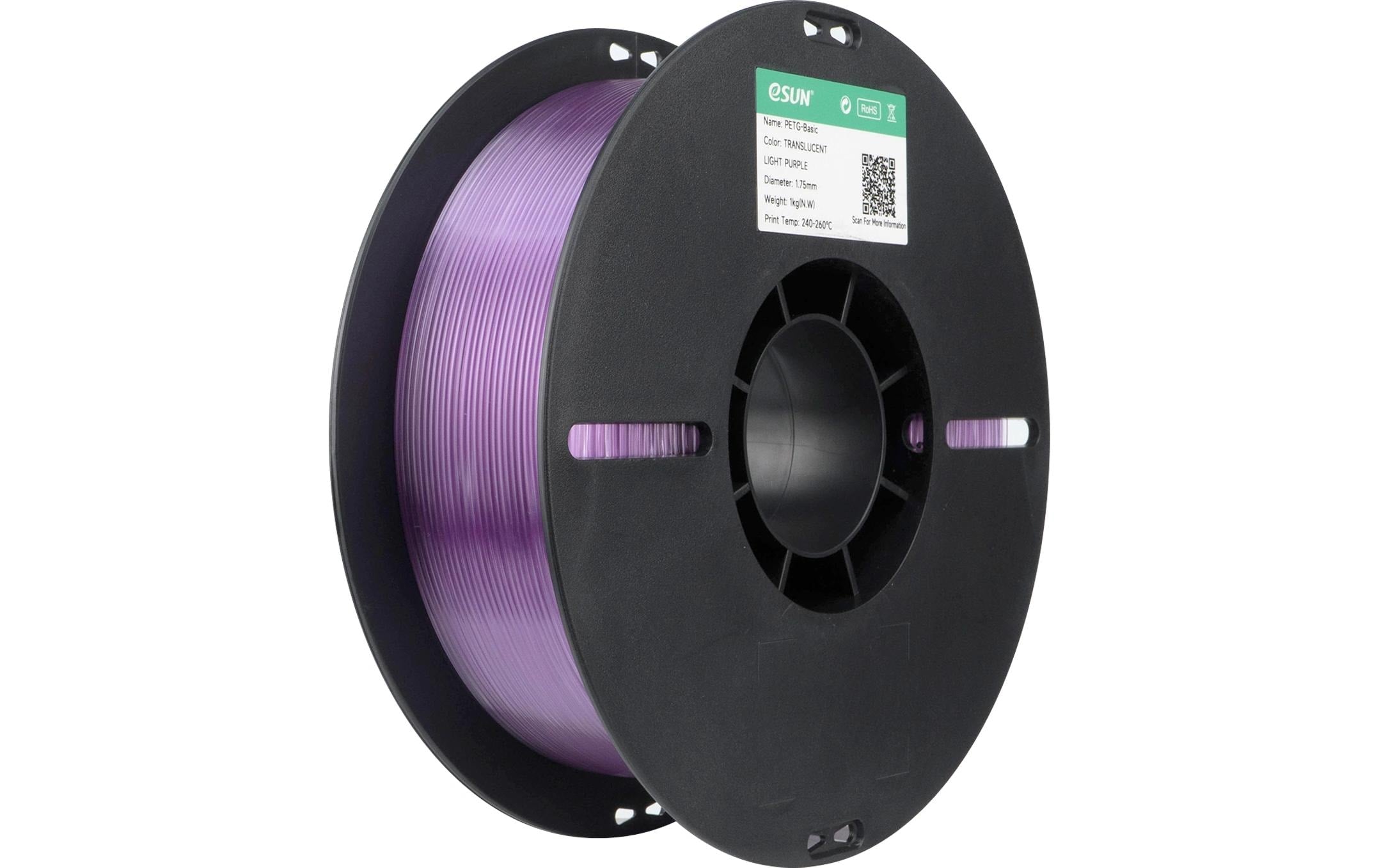 Esun 3D-Drucker-Filament PETG 1,75 mm Hellviolett, Transparent, 1 kg