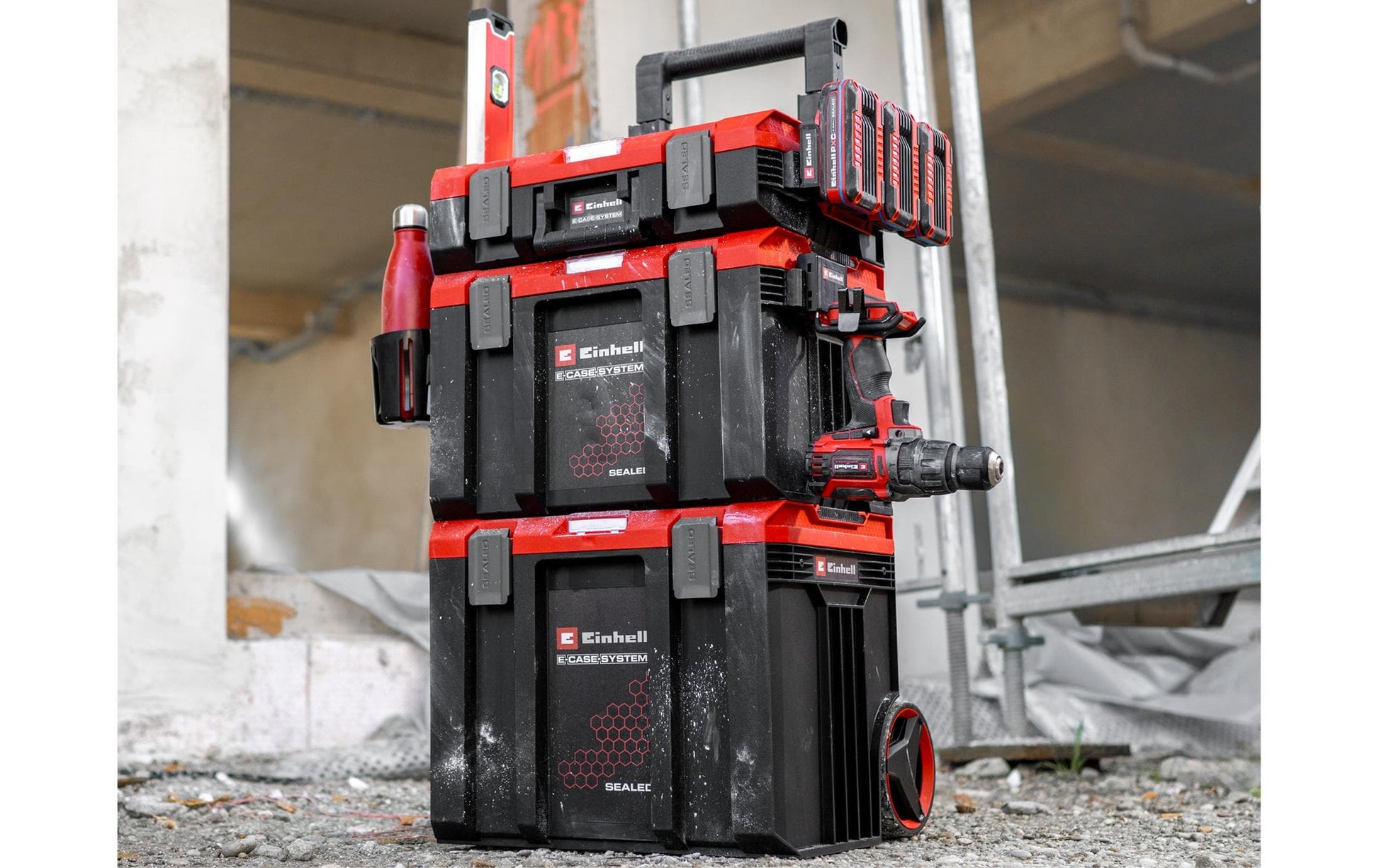 Einhell E-Case Halterung – 2-teilig, unbestückt, schwarz, Kunststoff, für Einhell E-Case System