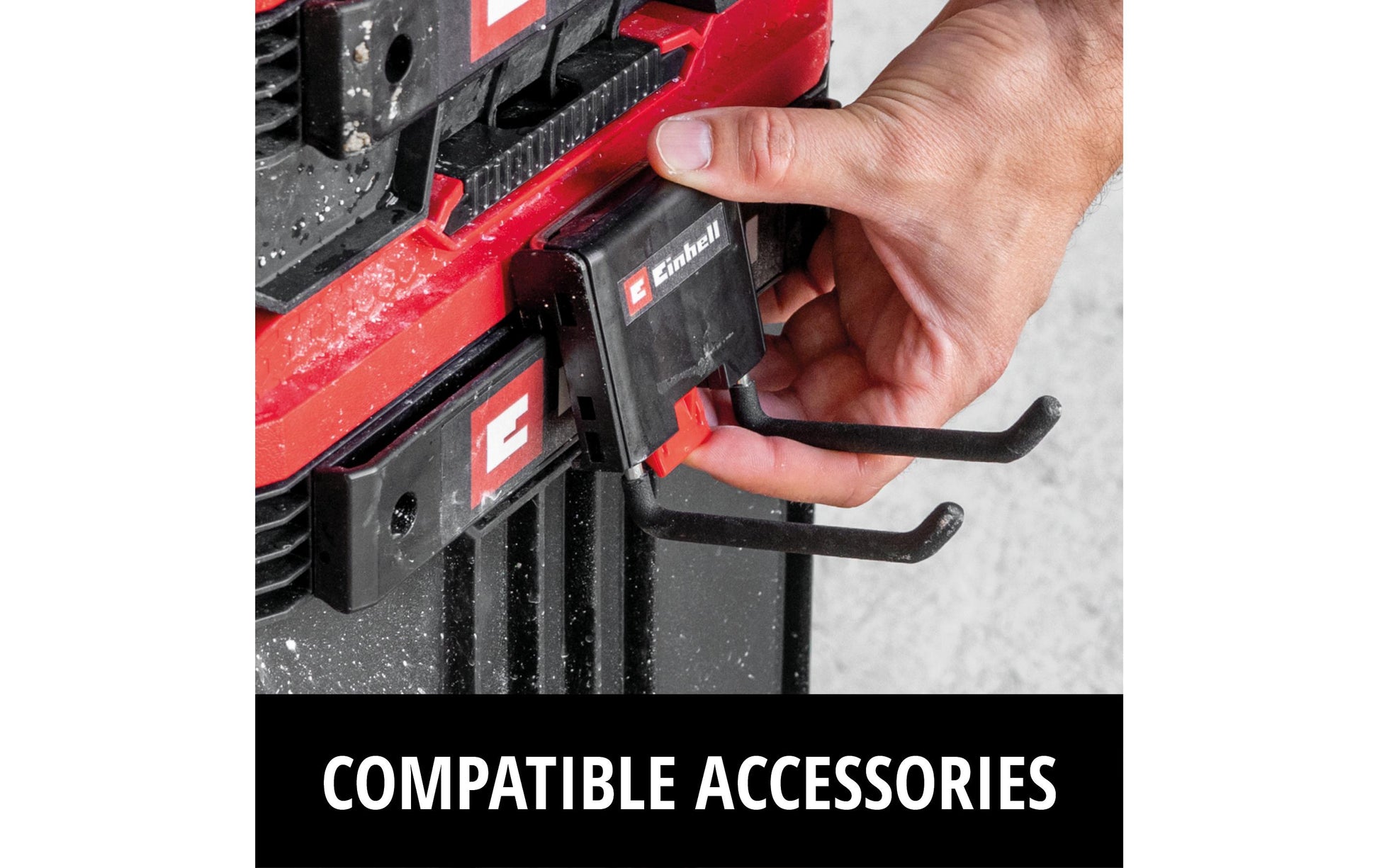 Einhell E-Case Halterung – 2-teilig, unbestückt, schwarz, Kunststoff, für Einhell E-Case System
