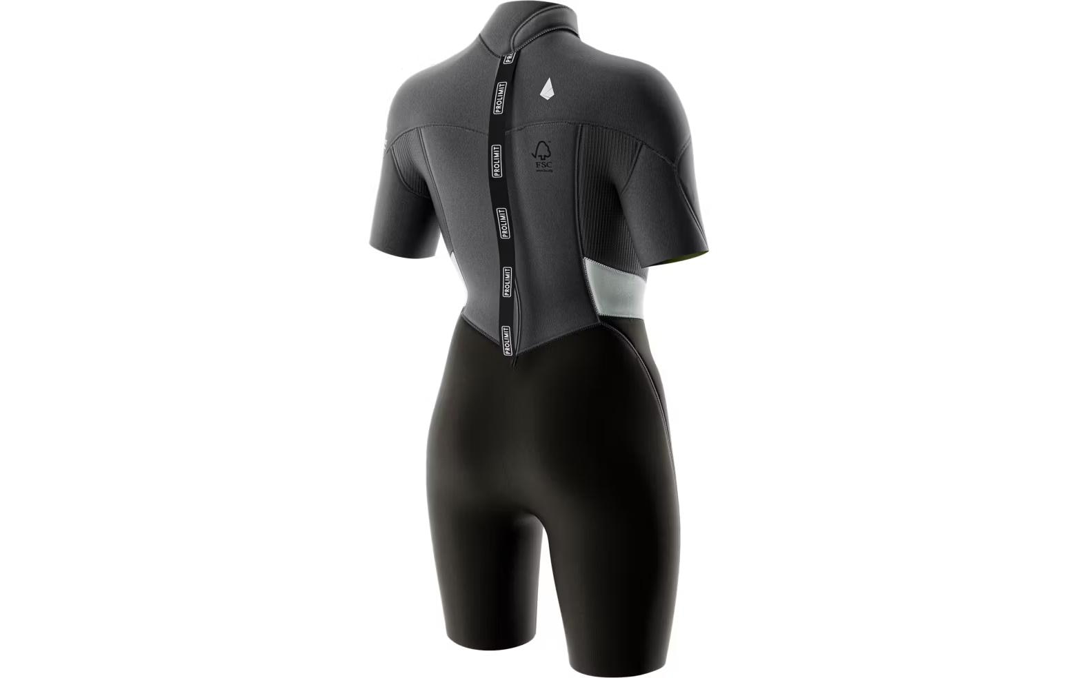Prolimit Neoprenanzug Fire Shorty V-Zip 2/2 – Grösse 38 – Grau/Silber, Neopren 2/2 mm, Kurzarm