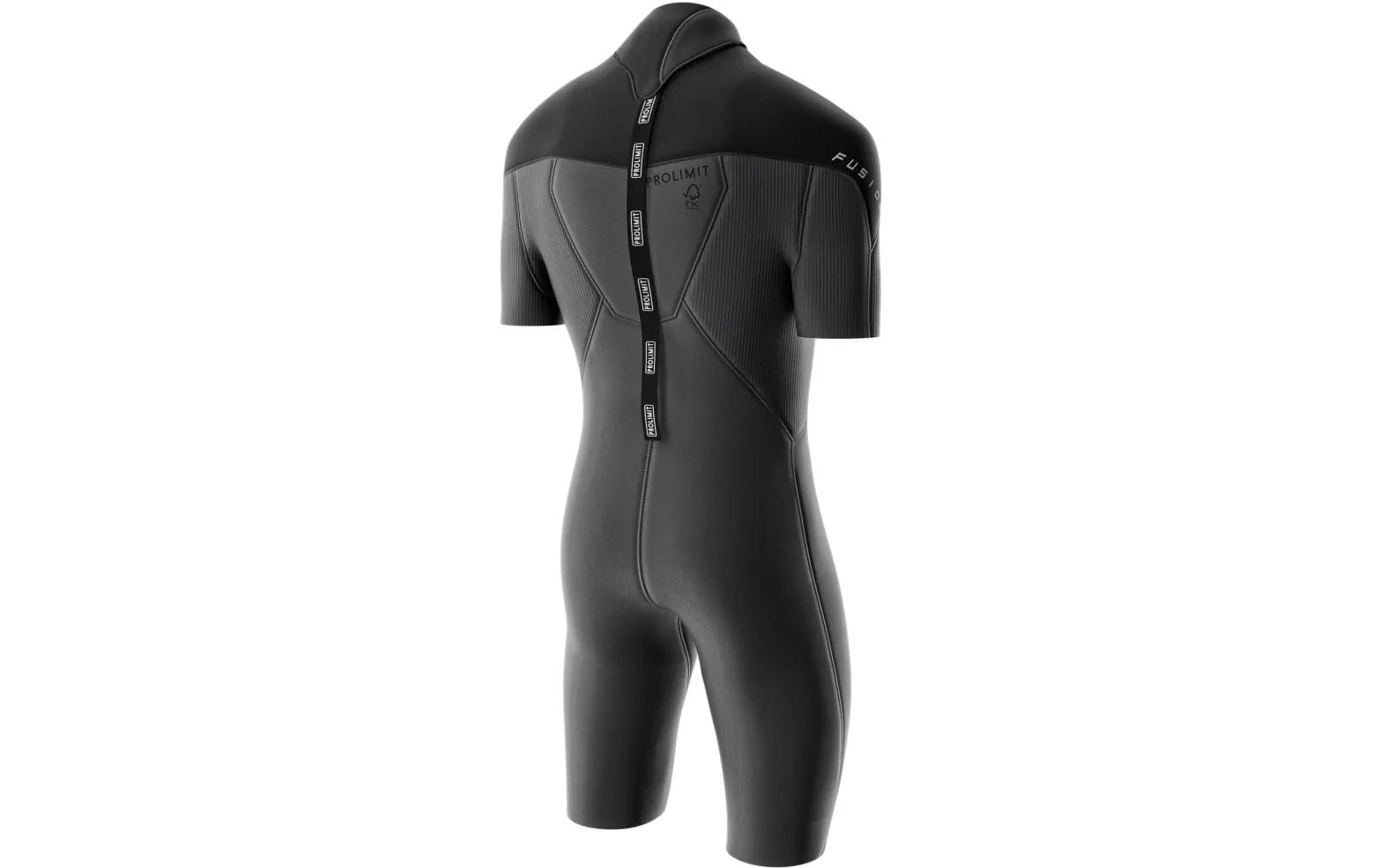 Prolimit Neoprenanzug Fusion Shorty V-Zip 2/2 – 56 – Schwarz/Grau, 2/2 mm Neopren, Rückenreissverschluss