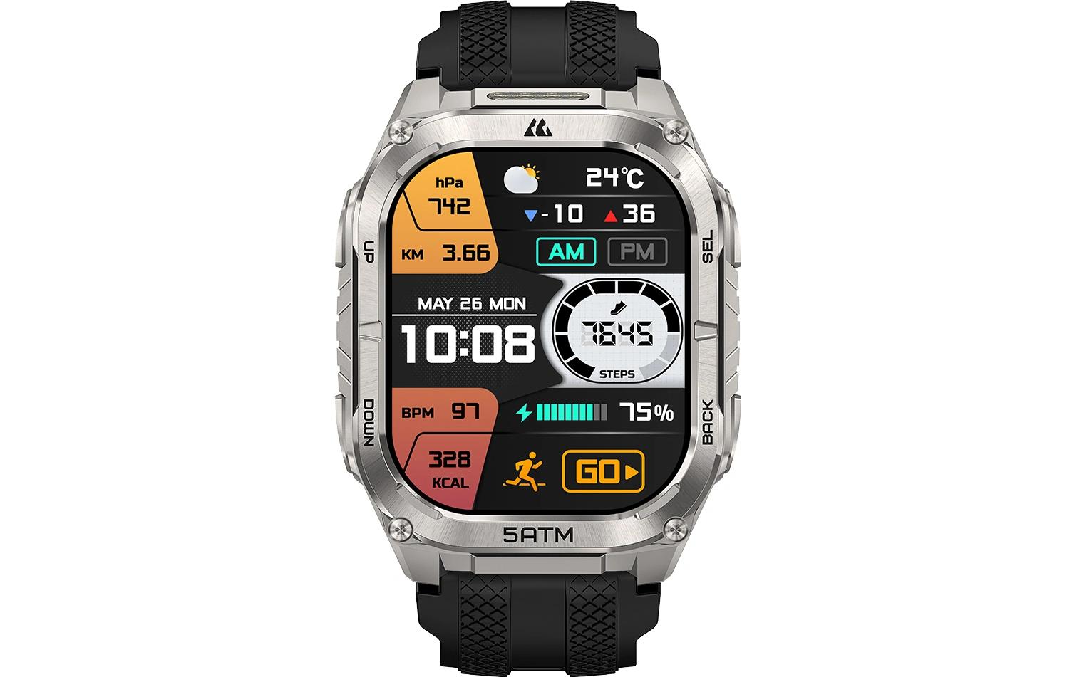 Kospet Tank M4C 50 mm GPS Tank – Edelstahl Silber, 50 m, für Android, iOS