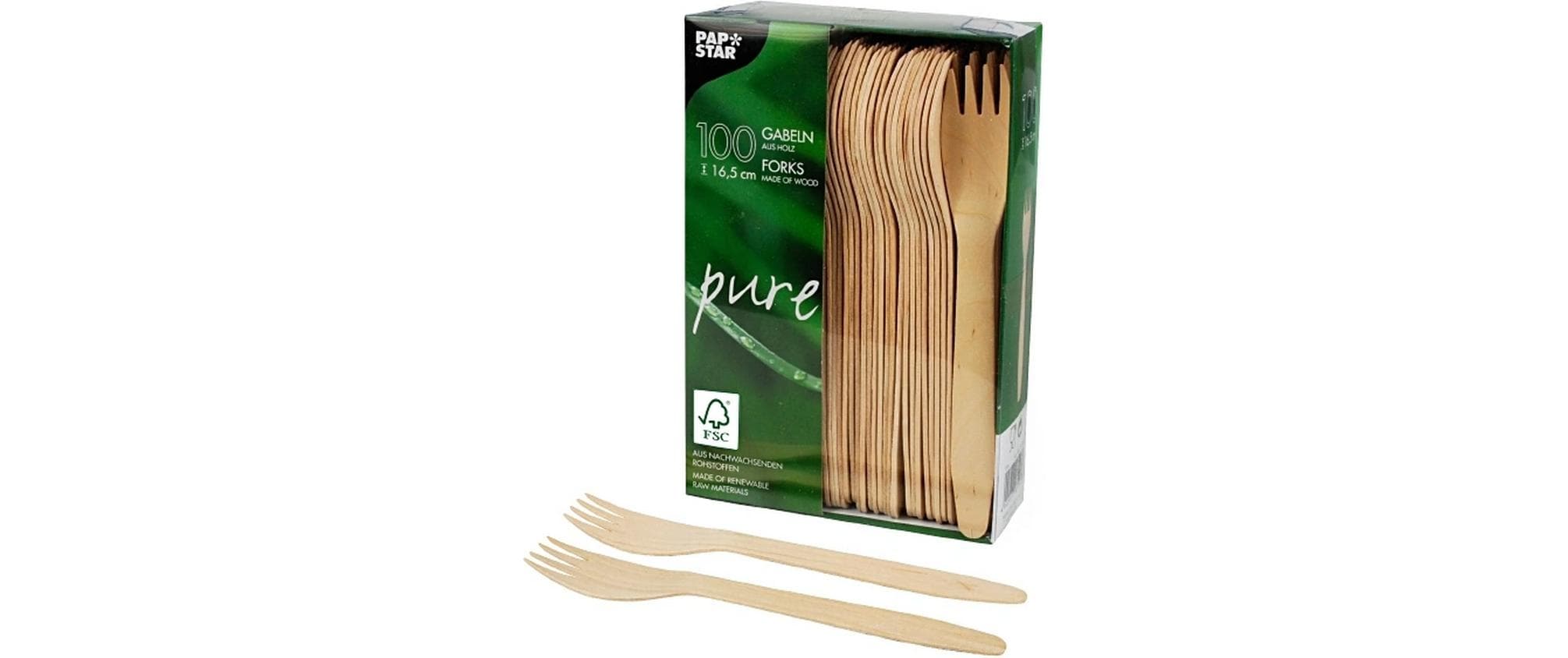Papstar Holzgabel, 16,5 cm – 100 Stk.