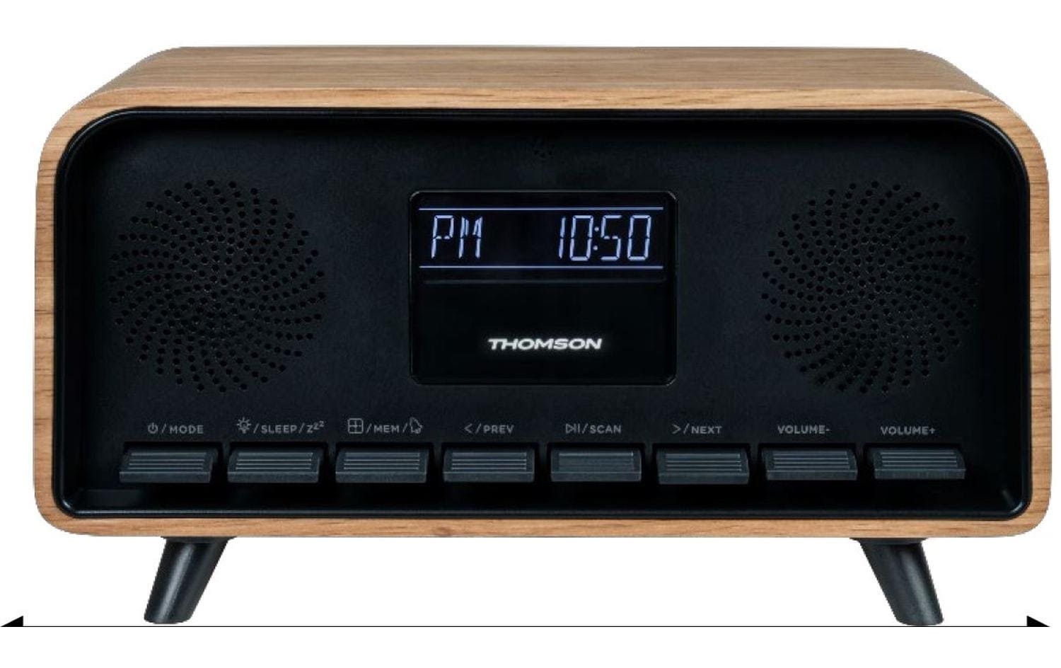 Thomson RT850DABBT – Radiowecker DAB/UKW, Bluetooth 5.3, USB, 3,5 mm-Klinke, Fernbedienung – Schwarz/Nussbaum