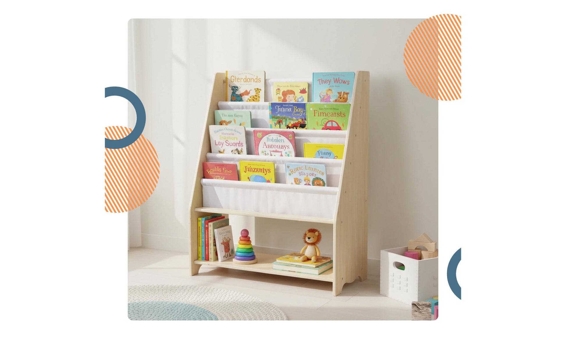 Relaxdays Kinderregal – 4 Böden – 64 × 28 × 78 cm – Hellbraun/Weiss – Holz/Polyester