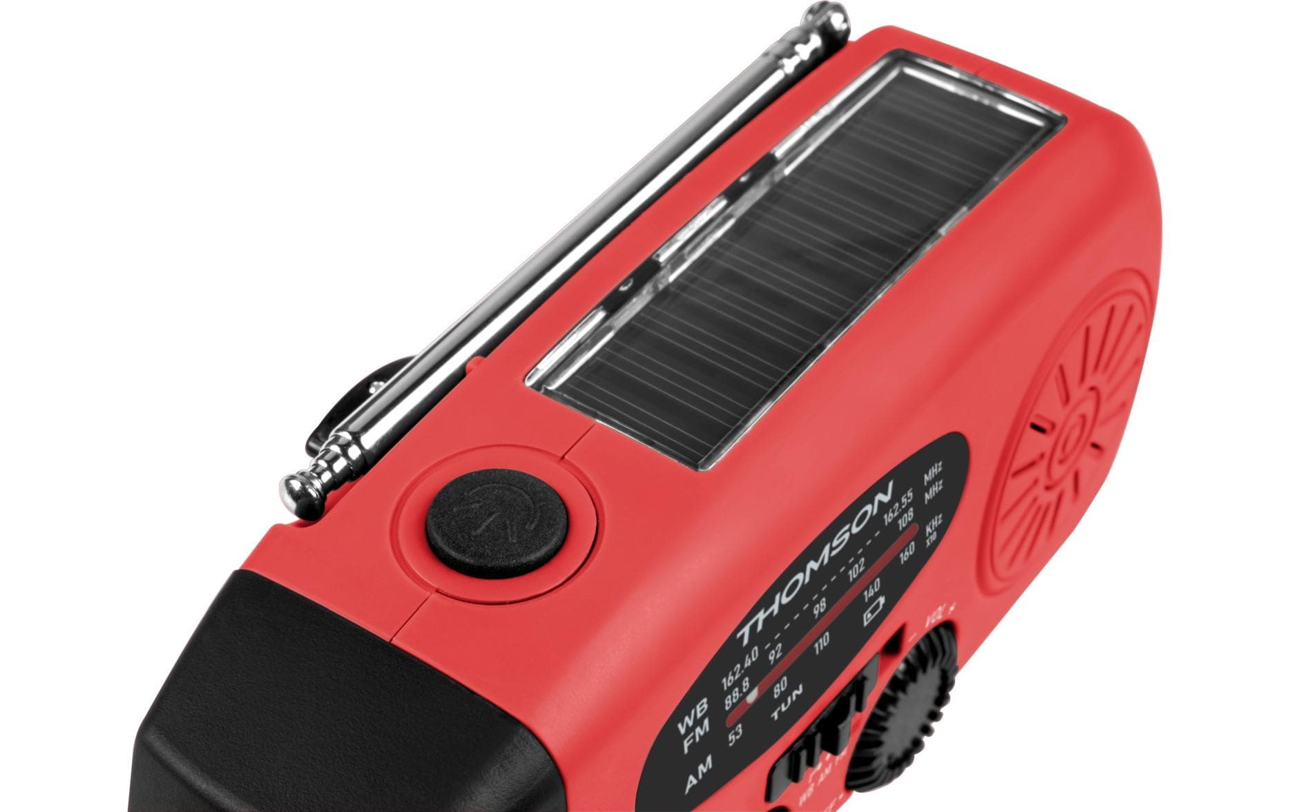 Thomson RT260R – Tragbares Radio, AM/FM, Solar, Dynamo, Powerbank, USB-C, spritz-/staubgeschützt – Rot