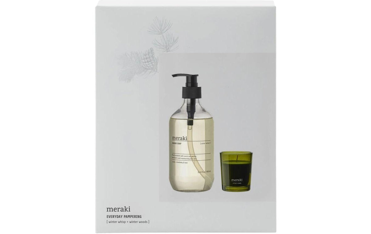 Cisco Meraki Geschenkset – Flüssige Handseife (Winter Whisp), Kerze (Winter Wood) – 490 ml, 60 g