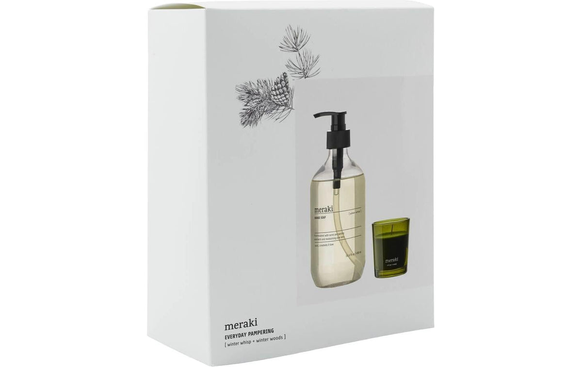 Cisco Meraki Geschenkset – Flüssige Handseife (Winter Whisp), Kerze (Winter Wood) – 490 ml, 60 g