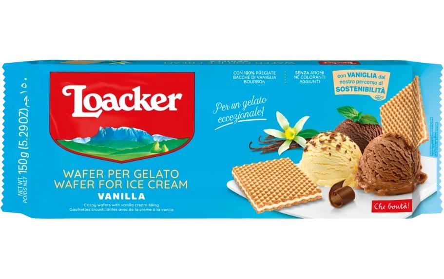 Loacker Eis-Creme Waffelgebäck, Vanille – 150 g