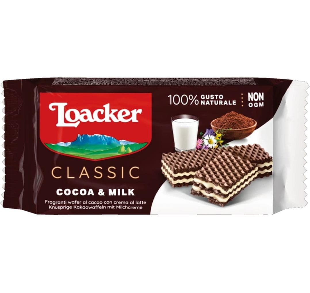 Loacker Waffelgebäck – Kakao & Milch – 45 g