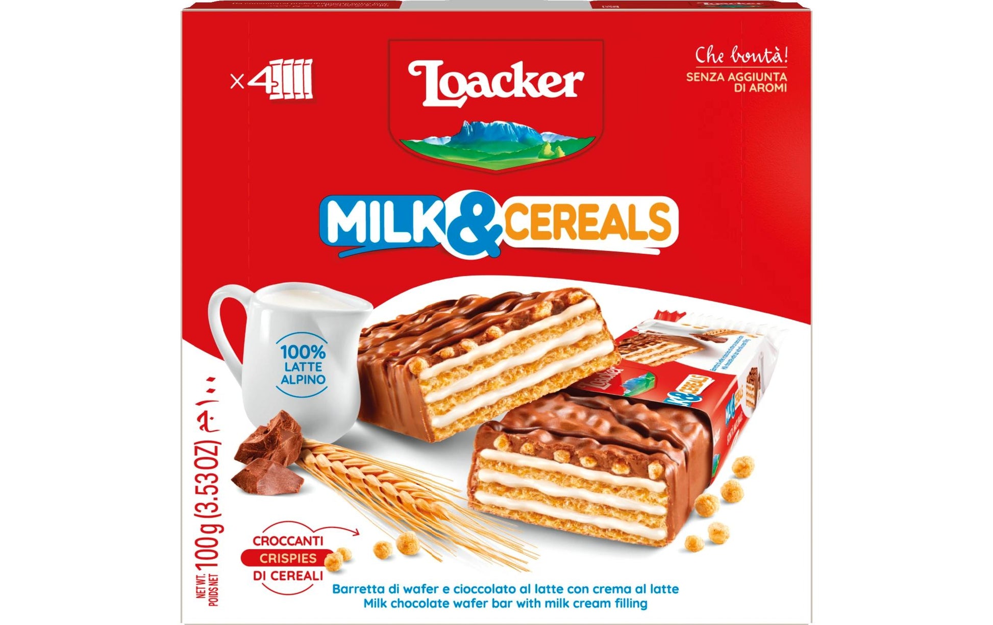 Loacker Milk & Cereals Waffelgebäck – Milchschokolade – 100 g