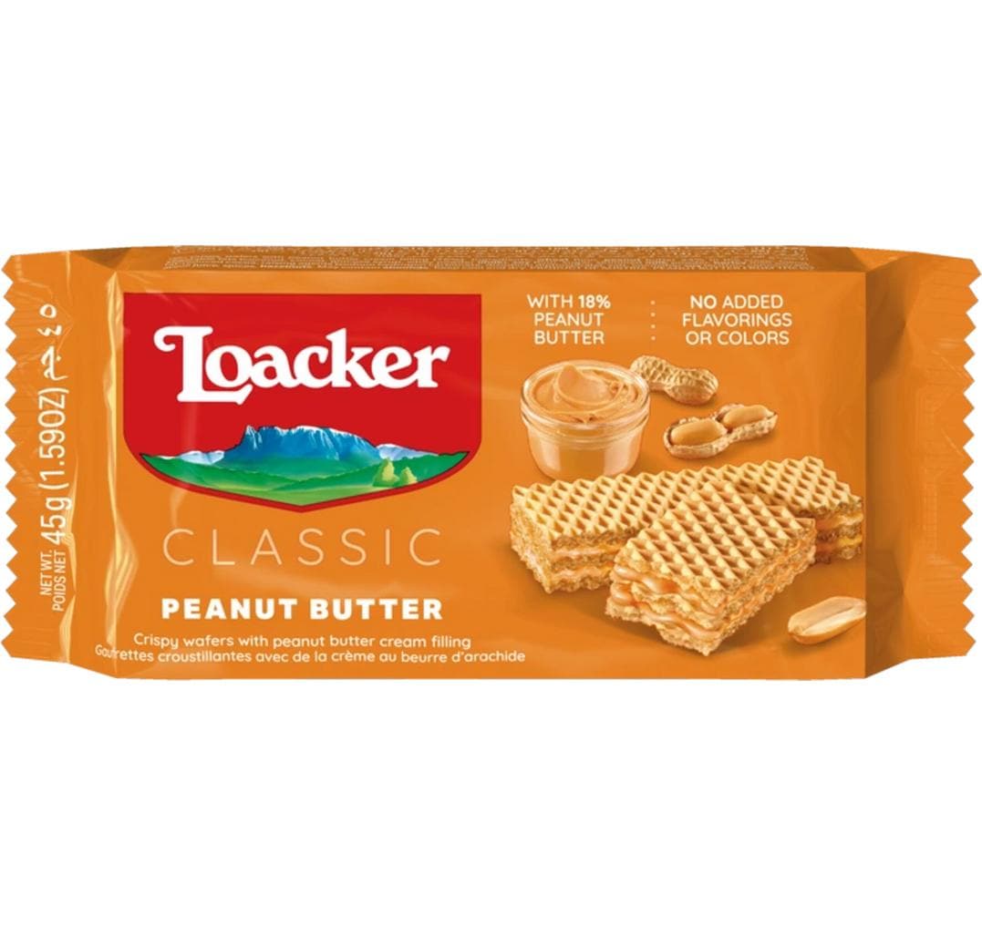 Loacker Peanut Butter Waffelgebäck – Erdnusscreme – 45 g