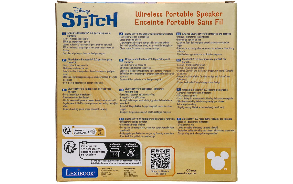 Lexibook Disney Stitch – Party-Lautsprecher – mit kabellosem Mikrofon, Blau