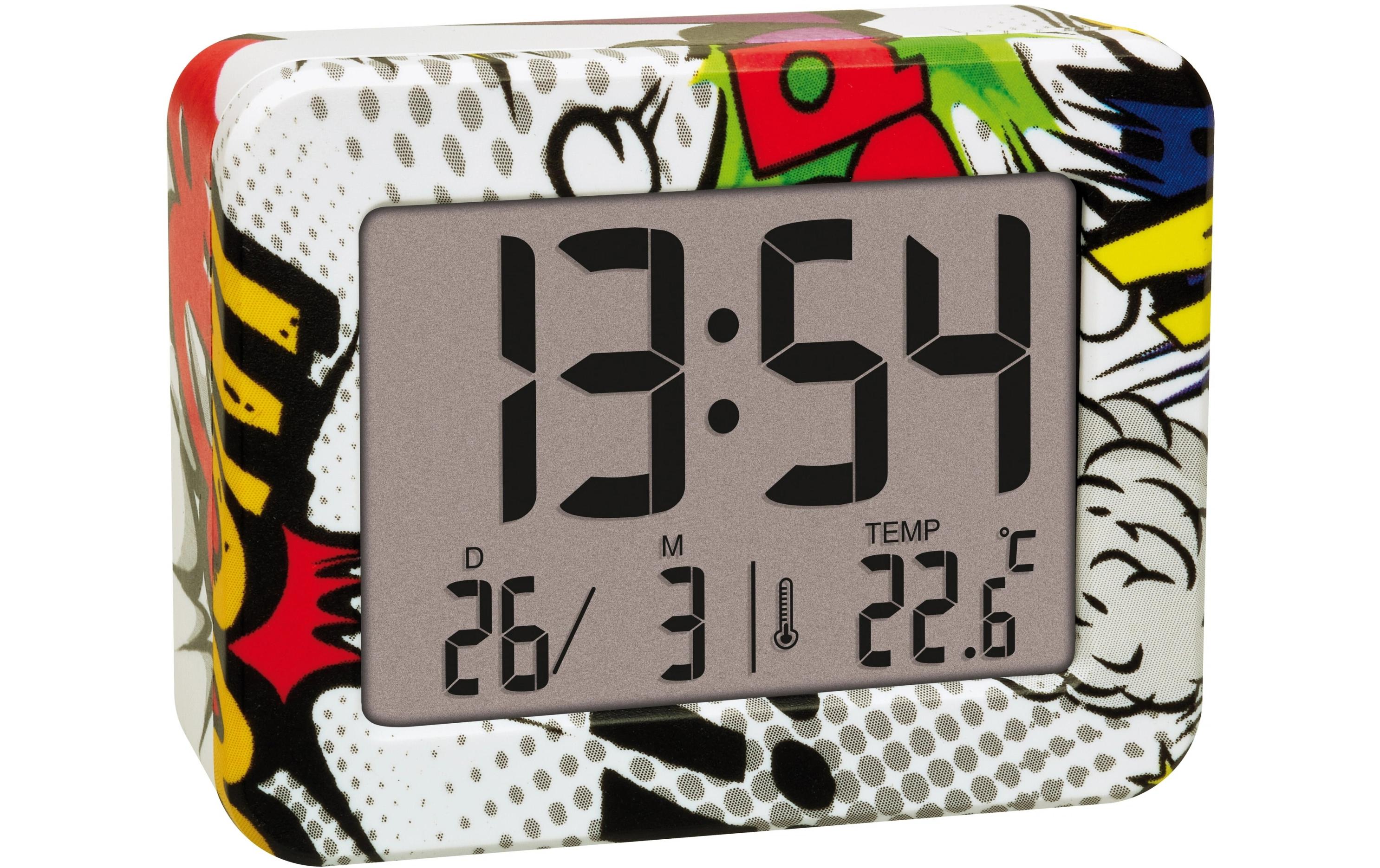 TFA-Dostmann TFA Dostmann Digitalwecker – Schlummerfunktion, Thermometer, 2,5 × 5,6 × 7,2 cm, mehrfarbig, Kunststoff