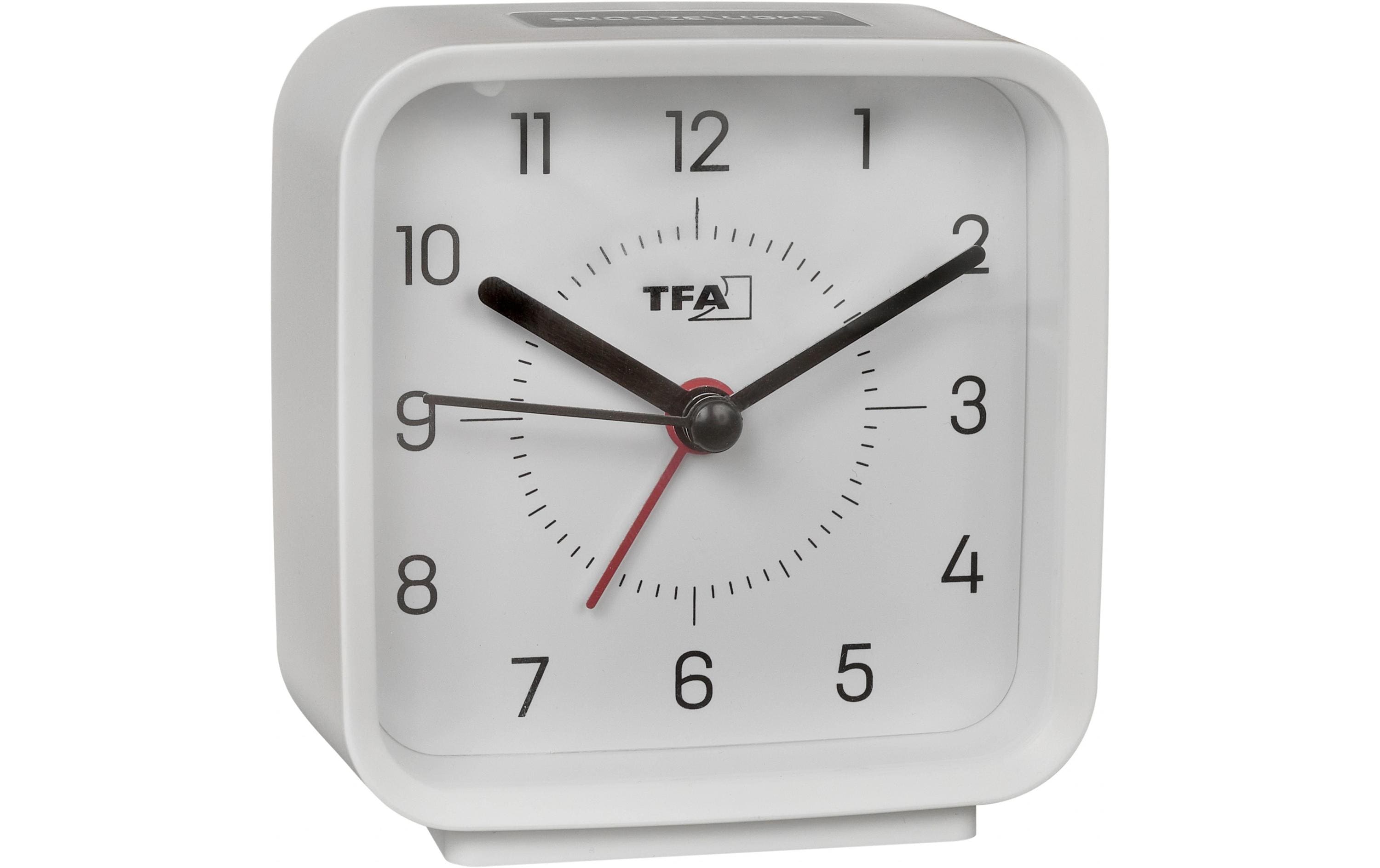 TFA-Dostmann TFA Dostmann Analoger Wecker – Analog, Schlummerfunktion, Hintergrundbeleuchtung, Weiss
