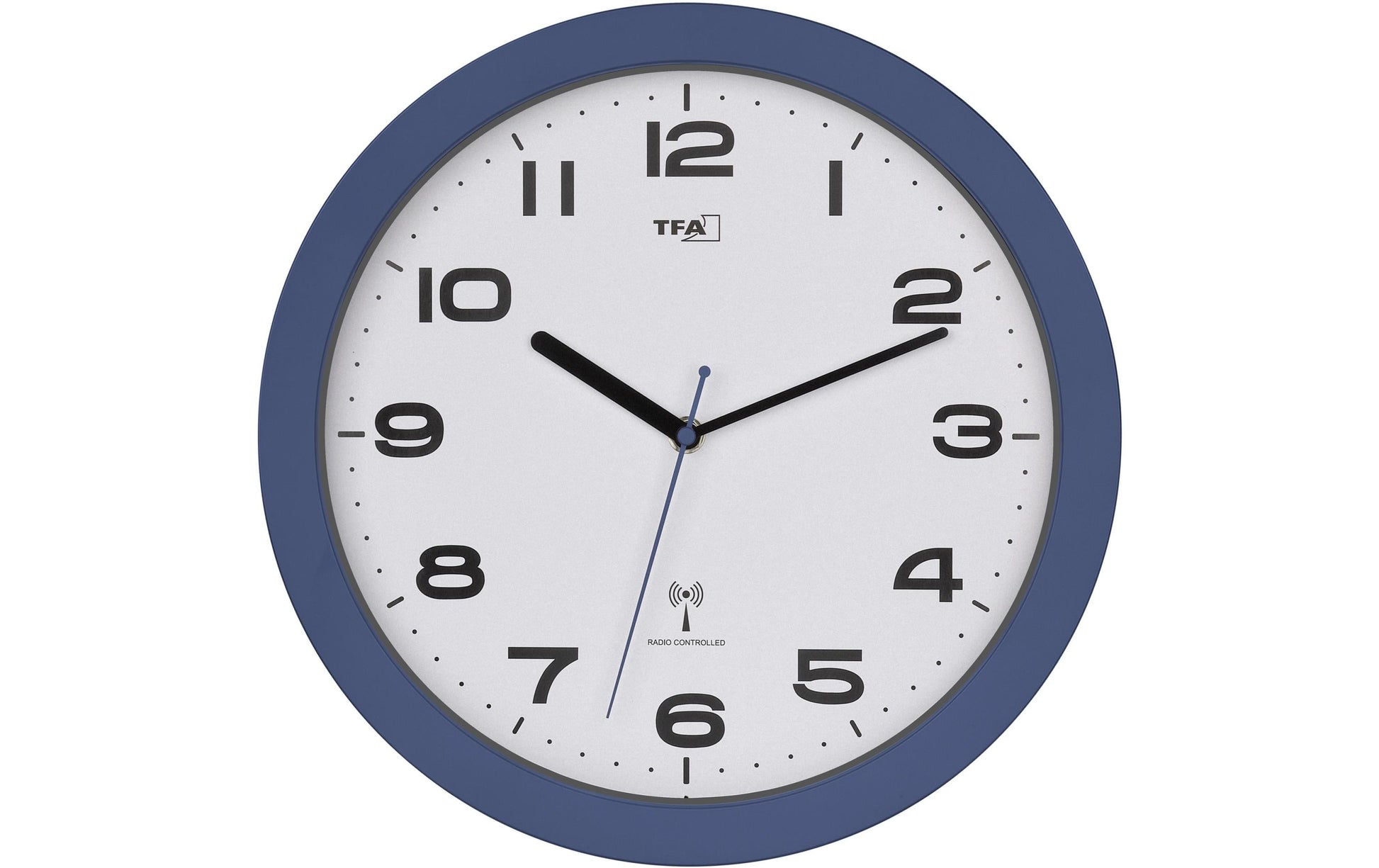 TFA-Dostmann TFA Dostmann Wanduhr – Funk, analog, lautlos, Ø 32 cm, blau, Kunststoff